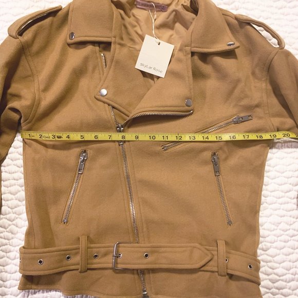 NWT HARLEY BIKER POCKETED JACKET IN CAMEL XS - Picture 8 of 10